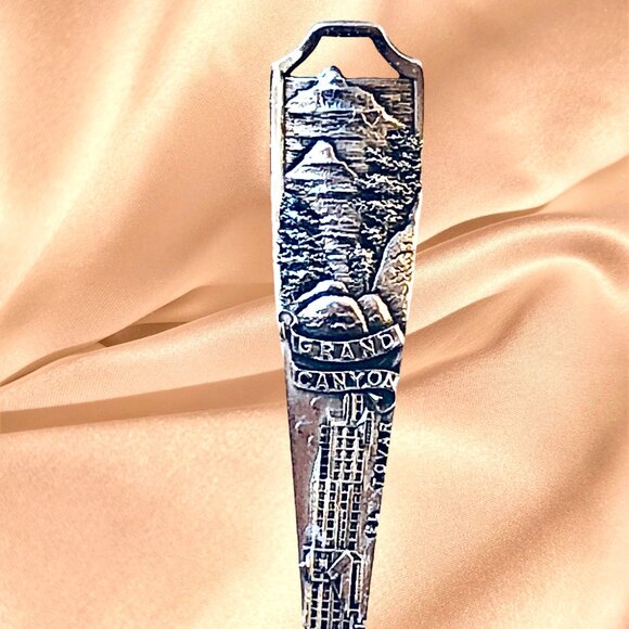 Grand Canyon Arizona Vtg Sterling Silver Souvenir Spoon FRONT + BACK Scenes - Picture 10 of 12